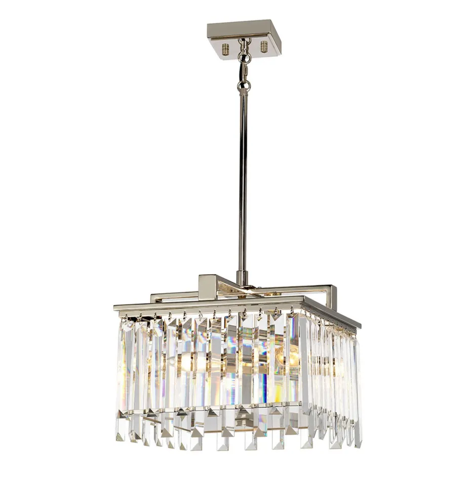 Elstead Hängeleuchte Kristall in Nickel Klar Art Déco< Hängelampen|Esszimmer Lampen