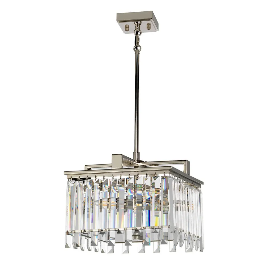 Elstead Hängeleuchte Kristall in Nickel Klar Art Déco< Hängelampen|Esszimmer Lampen