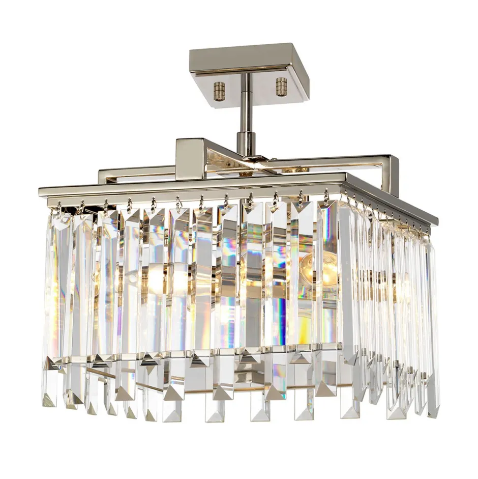 Elstead Hängeleuchte Kristall in Nickel Klar Art Déco< Hängelampen|Esszimmer Lampen