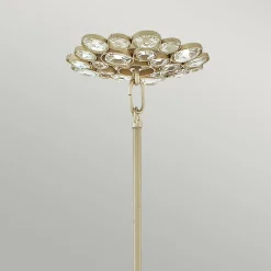 Wohnzimmerlampen|Esszimmer Lampen*Elstead Hängeleuchte Kristall Metall in Blattsilber E27