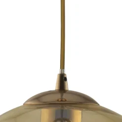 Wohnzimmerlampen|Glaslampen*Searchlight Hängeleuchte Kugel Glas Ø 30 cm E27 in Messing Antik Bernstein