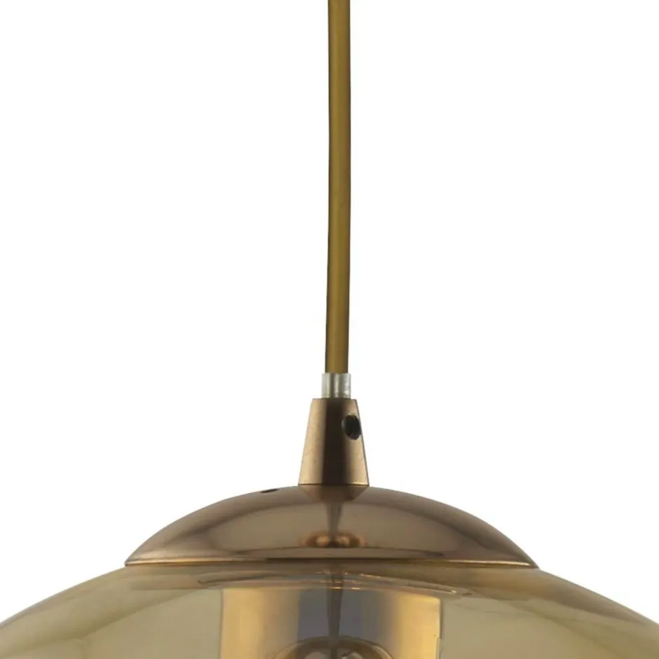 Wohnzimmerlampen|Glaslampen*Searchlight Hängeleuchte Kugel Glas Ø 30 cm E27 in Messing Antik Bernstein