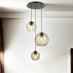 Glaslampen|Retro Lampen*Nowodvorski Hängeleuchte Kugel Schirm Glas T: max. 100cm 3x E27