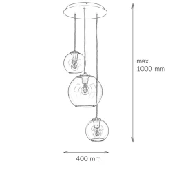 Glaslampen|Retro Lampen*Nowodvorski Hängeleuchte Kugel Schirm Glas T: max. 100cm 3x E27