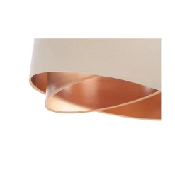 BPS Koncept Hängeleuchte Leinen E27 rund D: 50 cm Modern Beige Kupfer< Bürolampen|Schlafzimmer Lampen