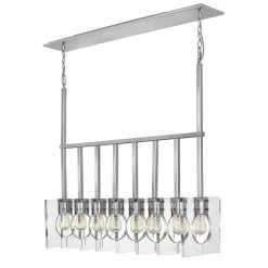 Bürolampen|Wohnzimmerlampen*Elstead Hängeleuchte länglich H: max. 142,9 cm Nickel poliert E27