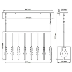 Bürolampen|Wohnzimmerlampen*Elstead Hängeleuchte länglich H: max. 142,9 cm Nickel poliert E27