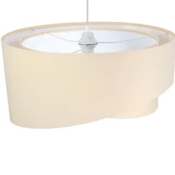 BPS Koncept Hängeleuchte MADAN Creme Weiß rund Ø50cm< Hängelampen|Esszimmer Lampen