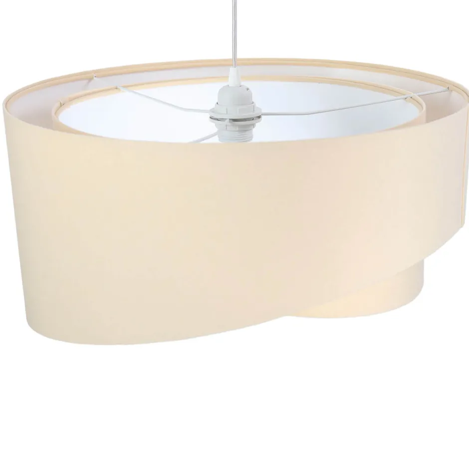 BPS Koncept Hängeleuchte MADAN Creme Weiß rund Ø50cm< Hängelampen|Esszimmer Lampen