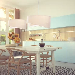 BPS Koncept Hängeleuchte MADAN Creme Weiß rund Ø50cm< Hängelampen|Esszimmer Lampen