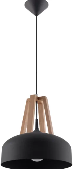 Sollux Hängeleuchte MANILIA Ø30cm rund Retro Schwarz E27< Wohnzimmerlampen|Retro Lampen