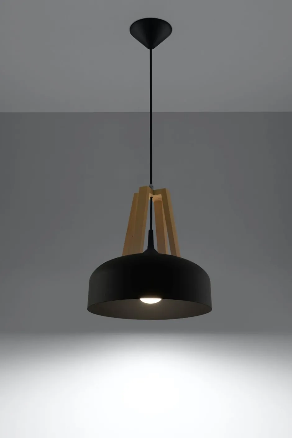 Sollux Hängeleuchte MANILIA Ø30cm rund Retro Schwarz E27< Wohnzimmerlampen|Retro Lampen