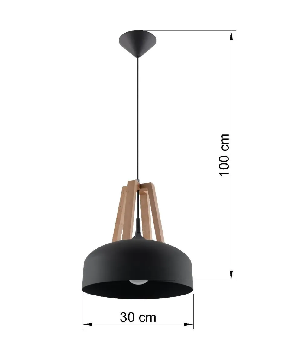 Sollux Hängeleuchte MANILIA Ø30cm rund Retro Schwarz E27< Wohnzimmerlampen|Retro Lampen
