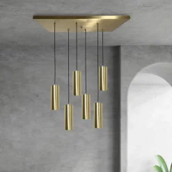 Giovanni Battista Hängeleuchte Messing B: 80 cm in Bronze hell 6x E27 massiv< Bürolampen|Lampen Aus Aller Welt