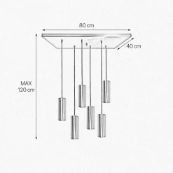 Giovanni Battista Hängeleuchte Messing B: 80 cm in Bronze hell 6x E27 massiv< Bürolampen|Lampen Aus Aller Welt