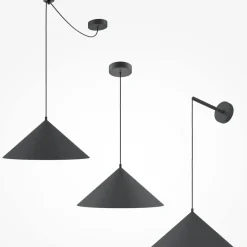 Küchenlampen|Wohnzimmerlampen*Maytoni Hängeleuchte Metall Ø 35 cm rund H: max. 318 cm Schwarz