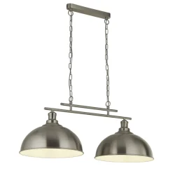 Hängelampen|Esszimmer Lampen*Searchlight Hängeleuchte Metall B: 81,5 cm in Silber 2-flammig E27