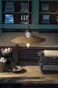 Ferroluce Hängeleuchte Metall E27 Ø 30 cm H: max. 133 cm rund< Wohnzimmerlampen|Keramiklampen