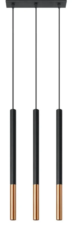 Hängelampen|Moderne Lampen*Sollux Hängeleuchte Metall 3-flammig Zylinder G9 Schwarz Kupfer