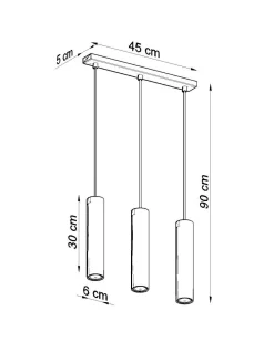 Sollux Hängeleuchte Metall 3-flammig GU10 B: 45 cm Schwarz< Hängelampen|Wohnzimmerlampen