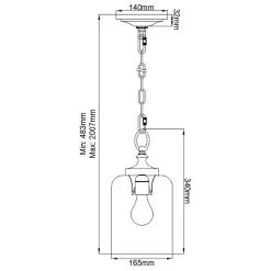 Elstead Hängeleuchte Metall Glas D: 16,5 cm schmal E27 BASRA< Bürolampen|Wohnzimmerlampen