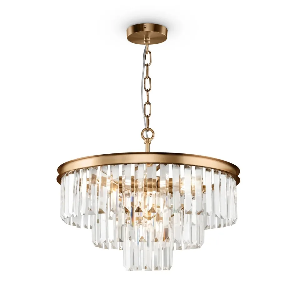 Hängelampen|Esszimmer Lampen*Maytoni Hängeleuchte Metall Glas E14 rund D: 50 cm in Messing