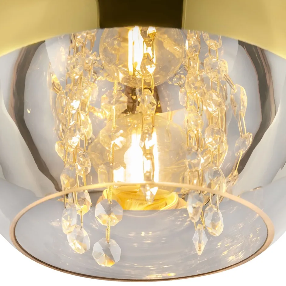 Hängelampen|Esszimmer Lampen*Maytoni Hängeleuchte Metall Glas E27 D: 20 cm rund in Gold JOY