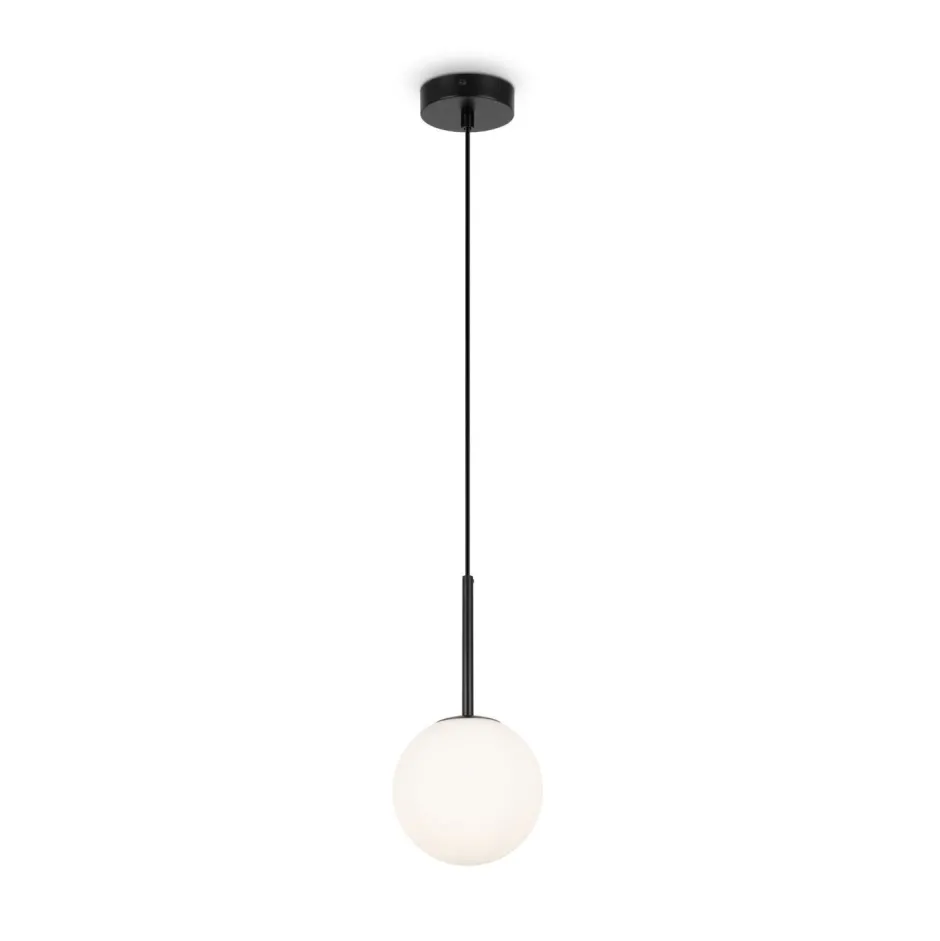Hängelampen|Esszimmer Lampen*Maytoni Hängeleuchte Metall Glas E14 Ø 15 cm rund Schwarz Weiß
