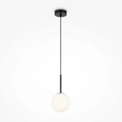 Hängelampen|Esszimmer Lampen*Maytoni Hängeleuchte Metall Glas E14 Ø 15 cm rund Schwarz Weiß