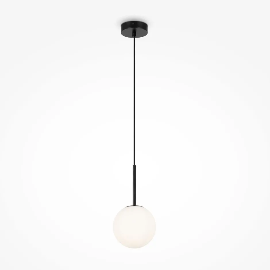 Hängelampen|Esszimmer Lampen*Maytoni Hängeleuchte Metall Glas E14 Ø 15 cm rund Schwarz Weiß
