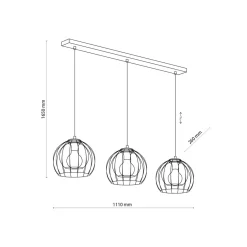 Hängelampen|Kugellampen*TK Lighting Hängeleuchte Metall Glas 3-flammig Schwarz Grau E27