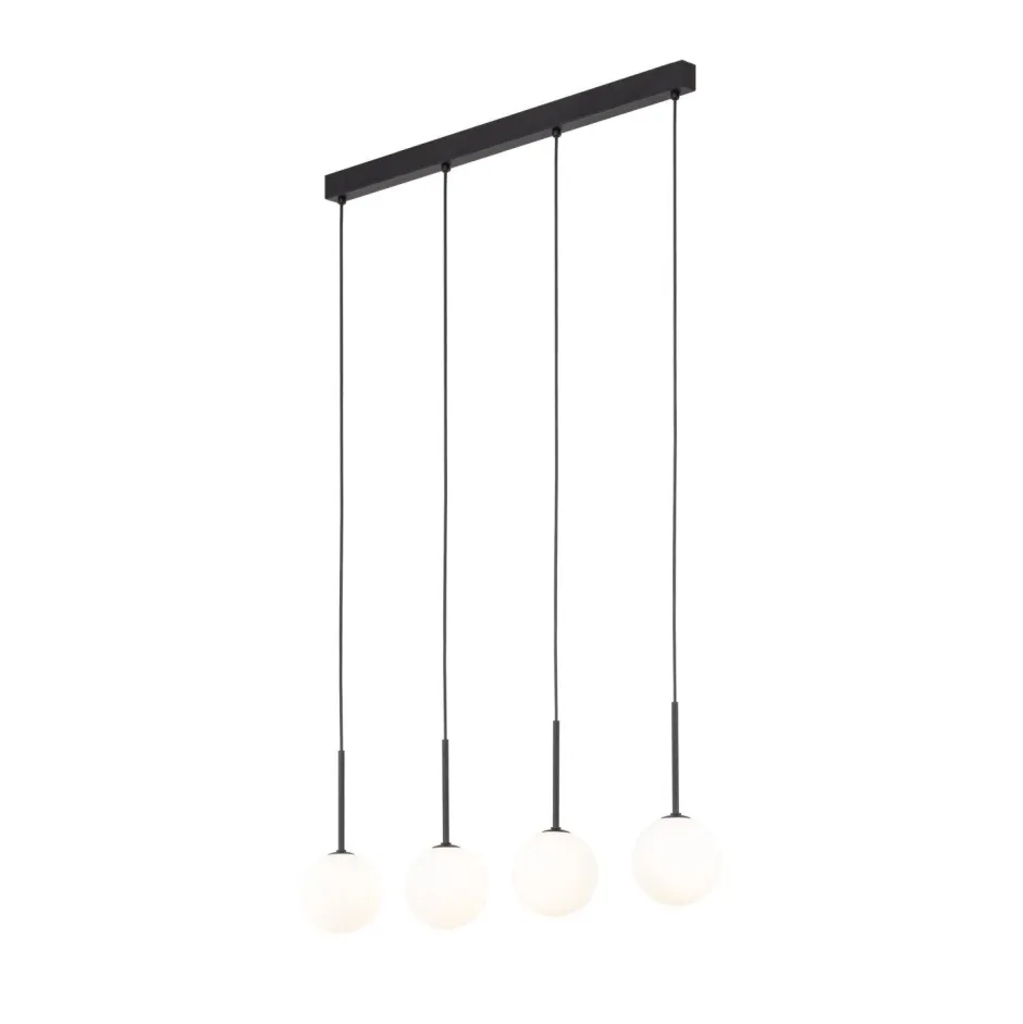 TK Lighting Hängeleuchte Metall Glas L: 78 cm Schwarz Weiß 4x G9< Hängelampen|Esszimmer Lampen