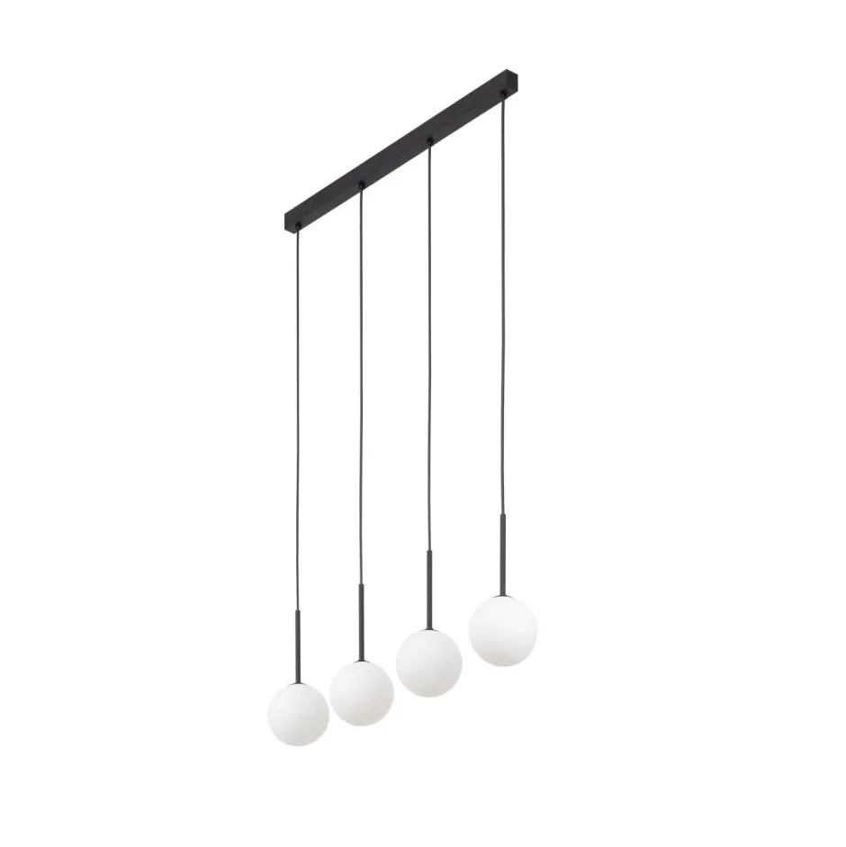 TK Lighting Hängeleuchte Metall Glas L: 78 cm Schwarz Weiß 4x G9< Hängelampen|Esszimmer Lampen