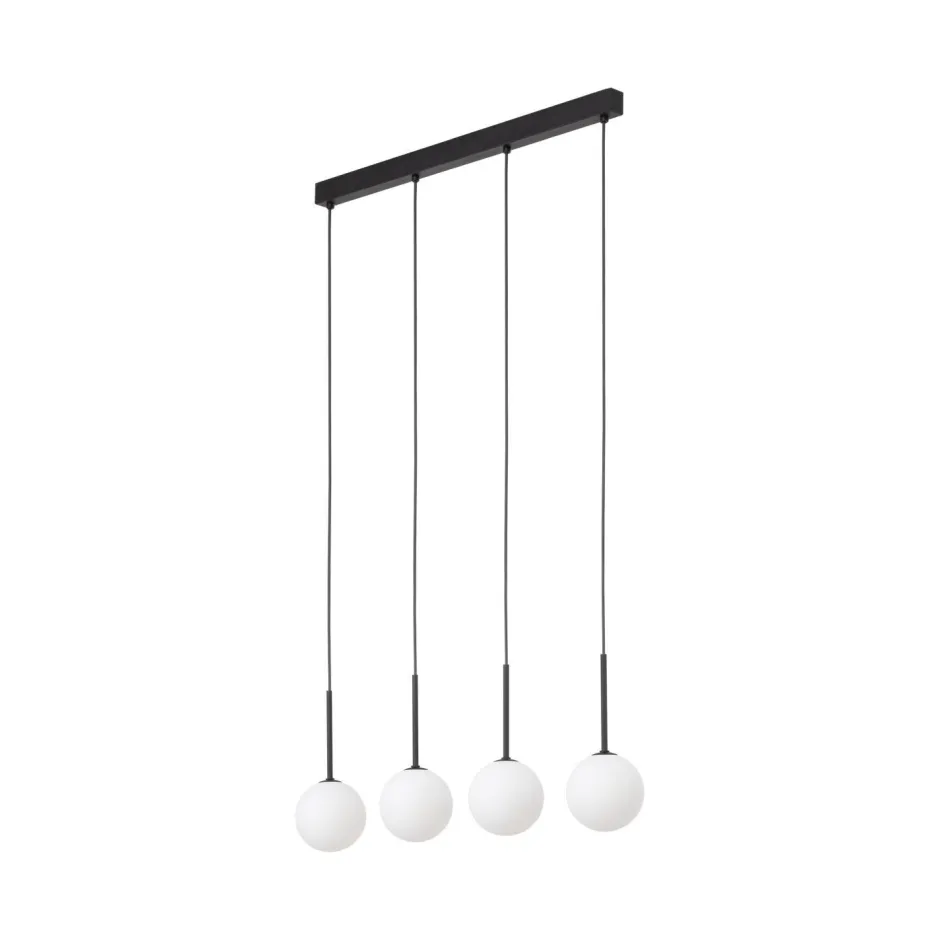 TK Lighting Hängeleuchte Metall Glas L: 78 cm Schwarz Weiß 4x G9< Hängelampen|Esszimmer Lampen