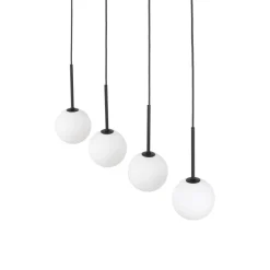 TK Lighting Hängeleuchte Metall Glas L: 78 cm Schwarz Weiß 4x G9< Hängelampen|Esszimmer Lampen