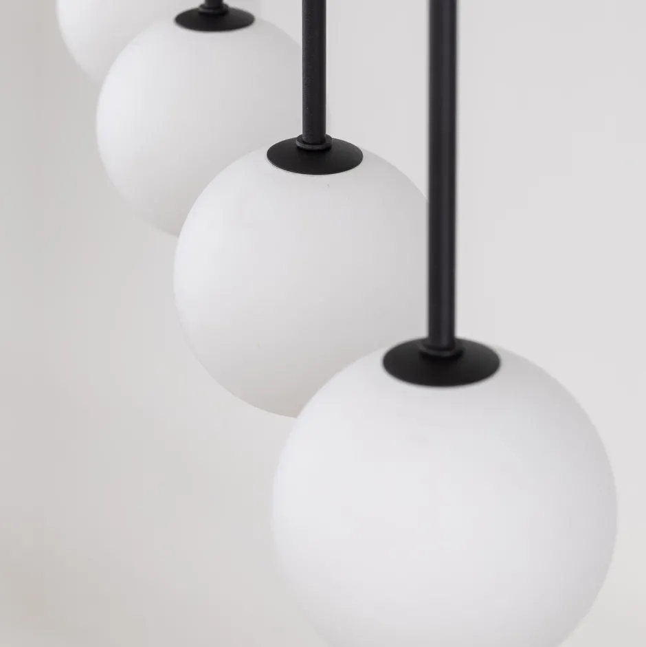 TK Lighting Hängeleuchte Metall Glas L: 78 cm Schwarz Weiß 4x G9< Hängelampen|Esszimmer Lampen