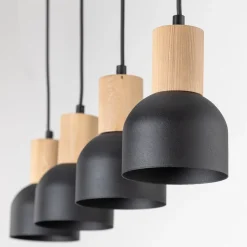 TK Lighting Hängeleuchte Metall Holz E27 Schwarz Holz 4-flammig< Hängelampen|Esszimmer Lampen
