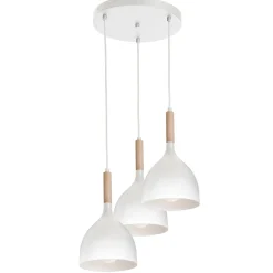 Hängelampen|Esszimmer Lampen*Luminex Hängeleuchte Metall Holz Skandinavisch Weiß 3