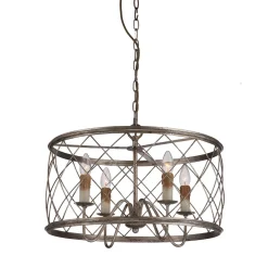 Hängelampen|Industrie Lampen*Elstead Hängeleuchte Metall in Silber antik Ø53cm Industrial