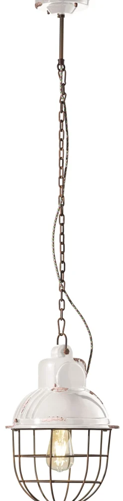 Ferroluce Hängeleuchte Metall Keramik rund Ø 26 cm H: max. 115 cm< Wohnzimmerlampen|Keramiklampen