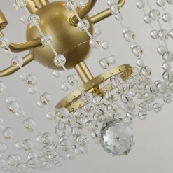 Hängelampen|Esszimmer Lampen*Searchlight Hängeleuchte Metall Kristall 5x E14 Ø 36 cm in Gold