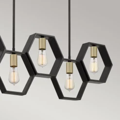 Bürolampen|Wohnzimmerlampen*Elstead Hängeleuchte Metall L: 101,6 cm höhenverstellbar Schwarz Gold