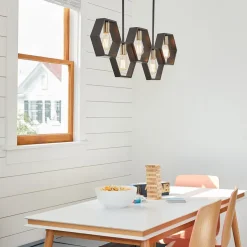 Bürolampen|Wohnzimmerlampen*Elstead Hängeleuchte Metall L: 101,6 cm höhenverstellbar Schwarz Gold