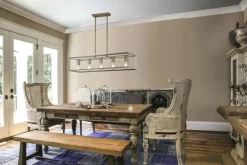 Searchlight Hängeleuchte Metall länglich B: 90 cm in Silber-Gold E27< Hängelampen|Wandleuchten