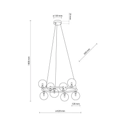 TK Lighting Hängeleuchte Metall Rauchglas G9 Ø 62 cm H: max. 140 cm< Hängelampen|Bürolampen