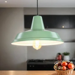 Luminex Hängeleuchte Metall rund Ø36cm Grün Küche Esstisch< Vintage Lampen|Industrie Lampen