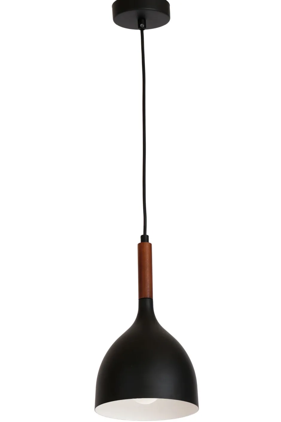 Hängelampen|Wohnzimmerlampen*Luminex Hängeleuchte Metall Schirm Holz Ø17cm Schwarz E27