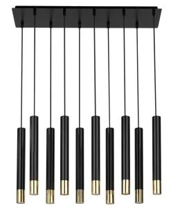 Moderne Lampen|Wohnzimmerlampen*Sigma Hängeleuchte Metall Schwarz Gold Modern THEANO