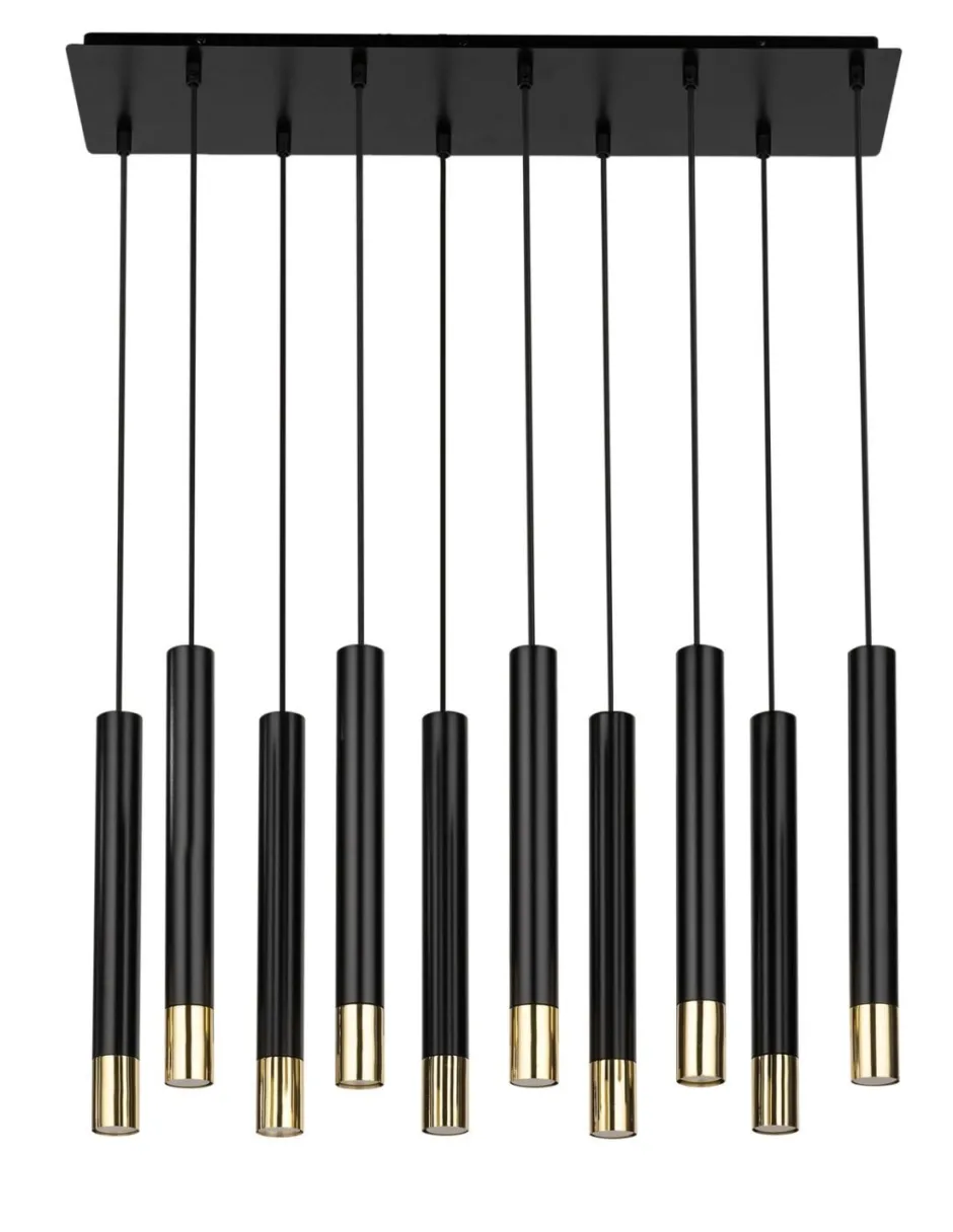 Moderne Lampen|Wohnzimmerlampen*Sigma Hängeleuchte Metall Schwarz Gold Modern THEANO