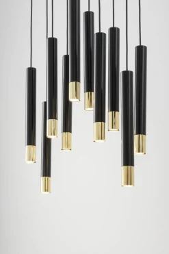 Moderne Lampen|Wohnzimmerlampen*Sigma Hängeleuchte Metall Schwarz Gold Modern THEANO
